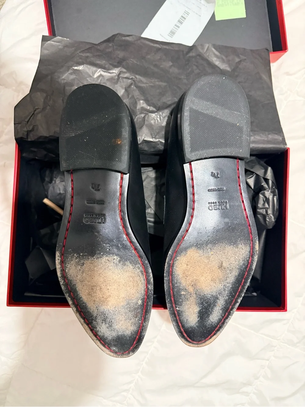 USED Hugo Boss Black Leather Penny Loafers